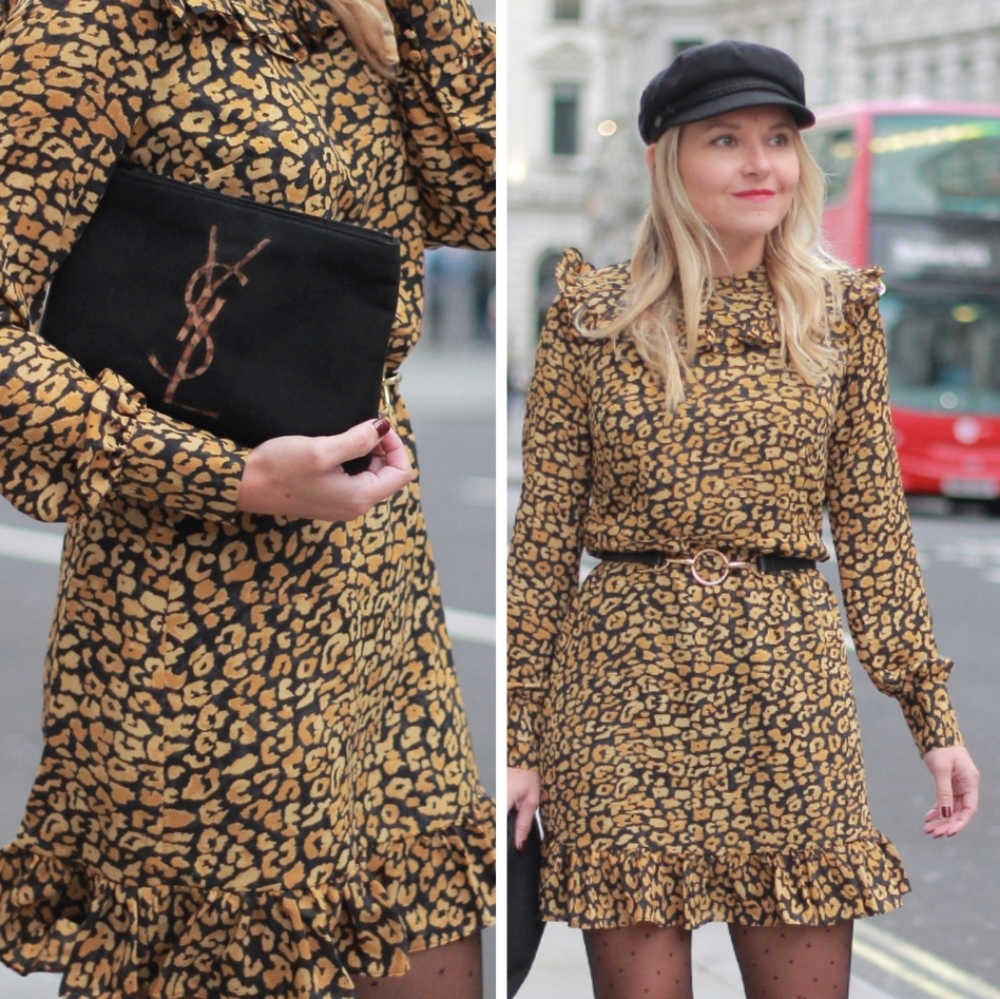 Who What Wear Leopard Ruffle Dress 